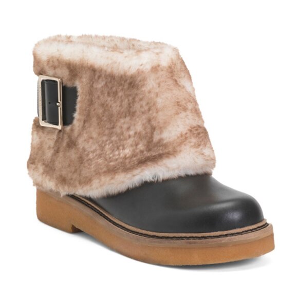 KELSI DAGGER Leather Calvin Cuffed Faux Fur Boots - Picture 1 of 3